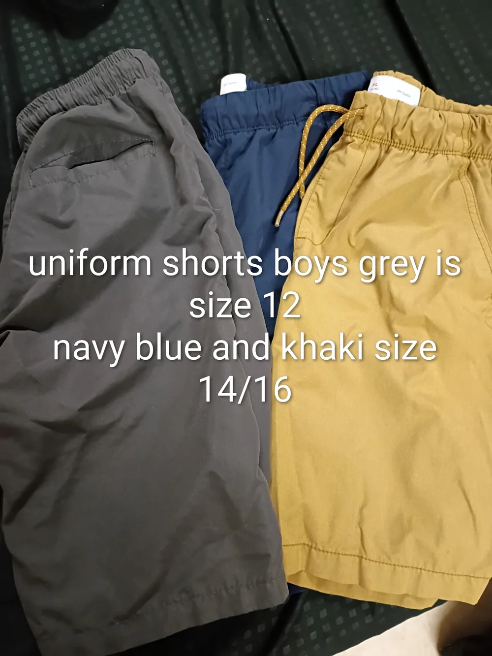 Kids Elastic Waist Uniform Shorts - Grey Size 12 The Other 2 Are Size 14/16